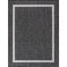 Waikiki Dark Grey/White 8 ft. x 10 ft. Bordered Indoor/Outdoor Area Rug