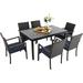 durable & William 9 Pieces Patio Dining Set for 8 Outdoor Furniture with 1 X-Large E-Coating Square Metal Table and 8 Grey Portable Folding Sling Chairs Outdoor Table & Chairs f