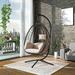 LLBIULife Swing Egg Chair with Stand UV Resistant Cushion Headrest Indoor Outdoor Patio Rattan Basket Hanging Chair Lounge Hammock Chair for Balcony Bedroom Garden(Grey)