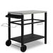 COOKCOK Stainless Steel Flattop Grill Cart Movable BBQ Trolley Food Prep Cart Multifunctional Worktable Island Black