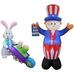 Two Easter and Patriotic Party Decorations Bundle Includes 4 Foot Tall Inflatable Easter Bunny Pushing Wheelbarrow with Eggs and 6 Foot Tall 4th of July Inflatable Uncle Sam Blowup with Lights