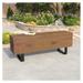 Bomrokson Outdoor Patio Concrete Bench Wooden Look Bench for Patio Garden Bench Log Table MgO and Rustic Metal Legs in Dark Brown for proch Backyard