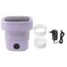 Small Folding Washing Machine TPE and PP 100?240V Built in Dehydrator 6L Mini Portable Bucket Washer for Underwear Sock Purple EU Plug