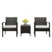 3PCS Patio Rattan Furniture Set Cushioned Conversation Set Sofa Brown Gradient