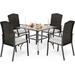 VALLEY Patio Dining Set 5 PCS Rattan Outdoor Dining Sets Swivel Wicker Patio Rocking Chairs with Cushion 37\u201Dx37\u201Dx28\u201DSquare Table with 1.57 Umbrella Hole for Outdoor Ki