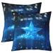 Set Of 2 Blue Ombre Stars Cushion Covers 24x24 Inch Polka Dot Pattern Throw Pillow Covers For Adults Starry Sky Pillow Covers Glitter Galaxy Decorative Pillow Covers Reversible Soft Sofa Couch