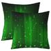 YST Set Of 2 Dark Green Stars Throw Pillow Covers Ombre Lines Cushion Covers Sparkle Art Pillow Covers Light Romantic Abstract Style Decorative Pillow Covers Bedroom Decor 22x22 Inch