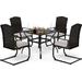VALLEY Patio Dining Set 5 PCS C Spring Outdoor Dining Sets Wicker Patio Chairs with Cushion 37\u201Dx37\u201Dx28\u201DSquare Table 1.57 Umbrella Hole for Outdoor Kitchen Lawn Garden.