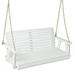 Gymax 2-Person Porch Swing Chair Wooden Garden Swing Bench w/ Adjustable Chains White