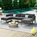 Churanty Modern Metal Outdoor Modular Sectional Sofa Set 6 Pieces Aluminum Patio Furniture Set L Shaped Seating Group with Thick Cushions Grey