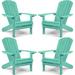 ZEKOO All Weather HIPS Outdoor Plastic Adirondack Chairs Set Of 4-Apple Green