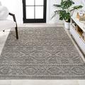 JONATHAN Y JONATHAN Y Jordan High-Low Pile Mediterranean Tile Indoor/Outdoor Area Rug 8 X 10 - Dark Gray/Ivory