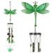 CoTa Global Green Garden Dragonfly Wind Chime - Handmade Glass and Metal Chime - Hanging Decor - Colorful Home Decor Gift Indoor and Outdoor Hanging Decoration For Porch Patio and Garden - 35 Inch