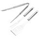 3Pcs/Set Stainless Steel BBQ Tongs Fork Spatula Utensil Chrome Barbecue Grilling Tools
