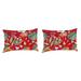 Jordan Manufacturing 12 x 18 Avianna Saxony Red Floral Rectangular Outdoor Lumbar Throw Pillow (2 Pack)