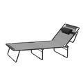 Cot Bed Reclining Folding Chaise with Soft Pillow and Pad for Sleeping Relaxation Modern Portable Adjustable 4-Position Lounge Chair for Traveling Camping Pool Beach Patio Outdoor Groovy Grey