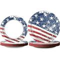 48pcs Patriotic Party Paper Plates American Flag Dessert Plate Set Disposable Veterans Day Tableware Pack Welcome Home Party Dinnerware Kit Supplies Holidays Birthday Decoration 24pcs 9 and 7