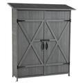 Yone jx je 56 L x 19.5 W x 64 H Outdoor Storage Shed with Lockable Door Wooden Tool Storage Shed w/Detachable Shelves & Pitch Roof Perfect to Store Patio Furniture Garden Tools Aqua Grey