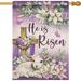 HGUAN He is Risen Easter Decorative Garden Flag Religious Cross Lamb Lily Flower Purple Yard Outside Home Decorations Eucalyptus Leaves Butterfly Outdoor Small Decor Double Sided