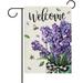 HGUAN Welcome Spring Lavender Flower Decorative Garden Flag Purple Floral Mason Jar Bee Yard Outside Home Decorations Summer Farmhouse Outdoor Small Decor Double Sided