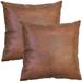 Modern Leather Throw Pillow Covers for Couch Sofa Bed Set of 2 100% Faux Leather Dark Brown 20 x 20