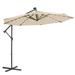 10 FT Solar LED Patio Outdoor Umbrella Hanging Cantilever Umbrella Offset Umbrella with 32 LED Lights Easy Open Tan
