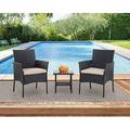 LLBIULife 3 Pieces Patio Sets Outdoor Wicker Bistro Set Clearance Rattan Chairs Patio Set Conversation Sets with Coffee Table for Porch Poolside Balcony Garden Lawn Black