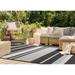 Alpine Rug Co. Jackson Collection - Grey/ Black Striped Indoor/Outdoor Rug 6 7 x 9 6