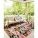 Alexander Home Botanical Garden Indoor / Outdoor Area Rug 10 -6 x 13 -9 - Black / Pink / Blue