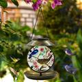 SDJMa Solar Bird Feeder for Outdoors Hanging Wild Birds Hummingbird Feeder with Waterproof Roof Bird Flower Art Decoration for Outside Window Patio Garden Yard