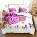 Purple Flower Duvet Cover Set Double Bed 200x200 Thin Floral Bedding Set 3PCS 2PCS with Pillowcase Single Quilt Cover 220x240