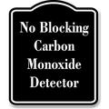 No Blocking Carbon Monoxide Detector BLACK Aluminum Composite Sign 8.5 x10