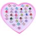 36pcs Kids Ring Girls Adjustable Knuckle Rings Finger Rings Dress up Rings in Box