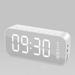 Digital Alarm Clock Radio LED Clock Mirror Display Wireless Bluetooth Speaker Digital Mirror Radio Alarm Clock USB Charging Port (White)