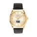 Men's Gold Jackson State Tigers Gold-Tone Stainless Steel Leather Band Watch