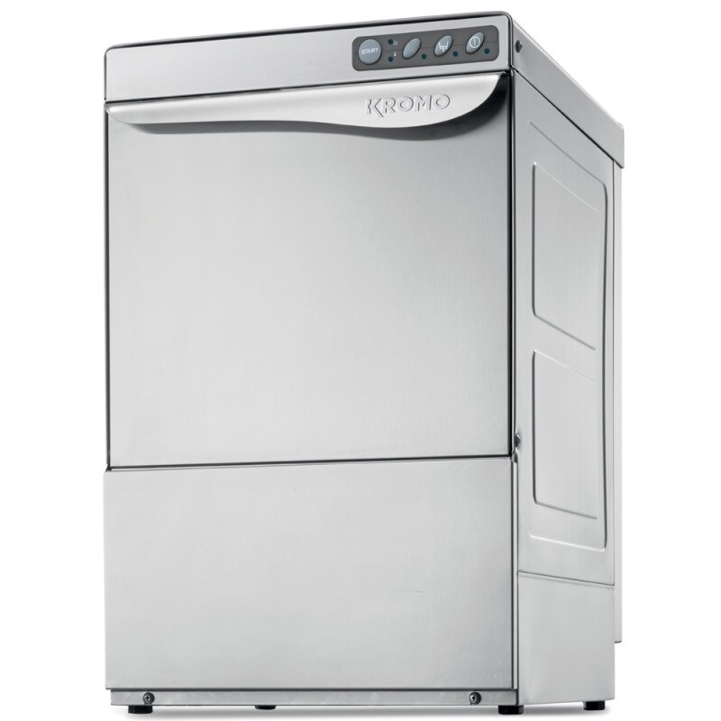 Professionelle Gläserspülmaschine KROMO AQUA 40 aus Edelstahl mit Laugenpumpe. Geschirrspülmaschine für Bar-, Restaurant- und Großküchen. Image