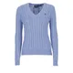 Ralph Lauren , Blue Cotton Sweater with V-Neck and Iconic Pony ,Blue female, Sizes: L