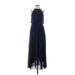 Slate & Willow Casual Dress - Midi Halter Sleeveless: Blue Solid Dresses - Women's Size 2