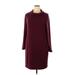 Banana Republic Factory Store Casual Dress - Sweater Dress High Neck 3/4 sleeves: Burgundy Solid Dresses - Women's Size 2X-Large