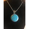 Beautiful Round Turquoise Pendant Necklace - 18" Or 22