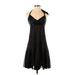 BCBGMAXAZRIA Cocktail Dress - Party V Neck Sleeveless: Black Print Dresses - Women's Size 4