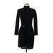 Calvin Klein Collection Casual Dress - Sheath Turtleneck Long sleeves: Black Solid Dresses - Women's Size Medium