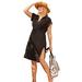 Plus Size Women's Sun Breeze Gauze Dress Cover Up by Swimsuits For All in Black (Size 26/28)