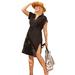 Plus Size Women's Sun Breeze Gauze Dress Cover Up by Swimsuits For All in Black (Size 34/36)