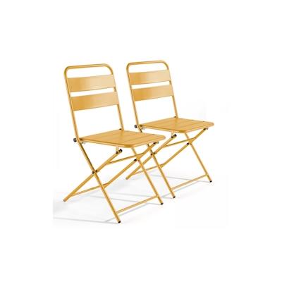 Oviala Business 2er-Set Terrassenklappstühle aus gelbem Metall