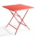 Oviala Business Quadratischer klappbarer Gartentisch aus rotem Stahl - Oviala