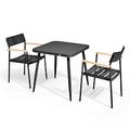 Oviala Business Set aus Gartentisch und 2 Sesseln aus Aluminium/Holz schwarz - Oviala