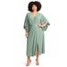 Plus Size Women's V-Neck Twist Maxi Dress by Catherines in Fern Green (Size 5X)