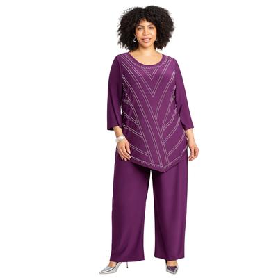 Plus Size Women's 2-Piece Dazzle Zig Zag Pant Set by Catherines in Plum (Size 2X)