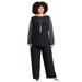 Plus Size Women's 2-Piece Beaded Mesh Sleeve Pant Set by Catherines in Black (Size 1X)